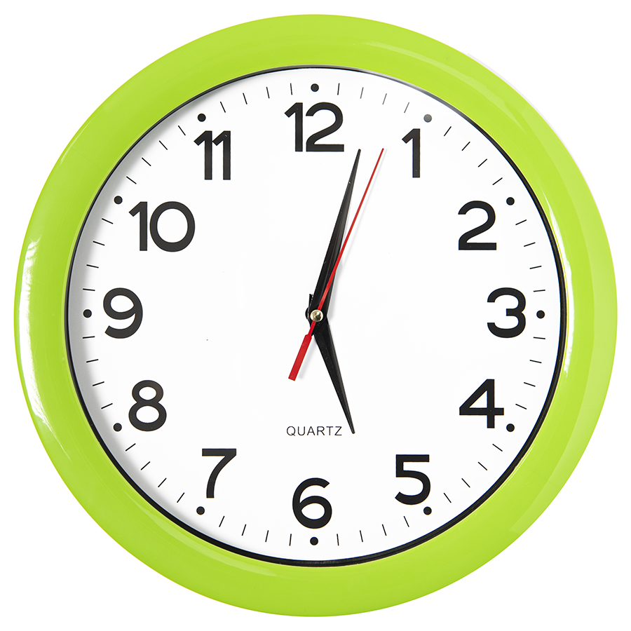 Часы настенные "ПРОМО" разборные ; зеленый яркий,  D28,5 см; пластик заказать под нанесение логотипа