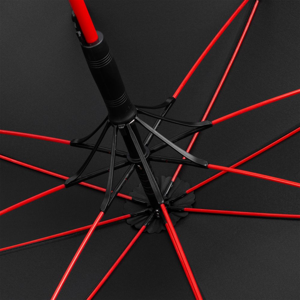 Зонт-трость с цветными спицами Color Style, красный с черной ручкой с нанесением логотипа в Москве