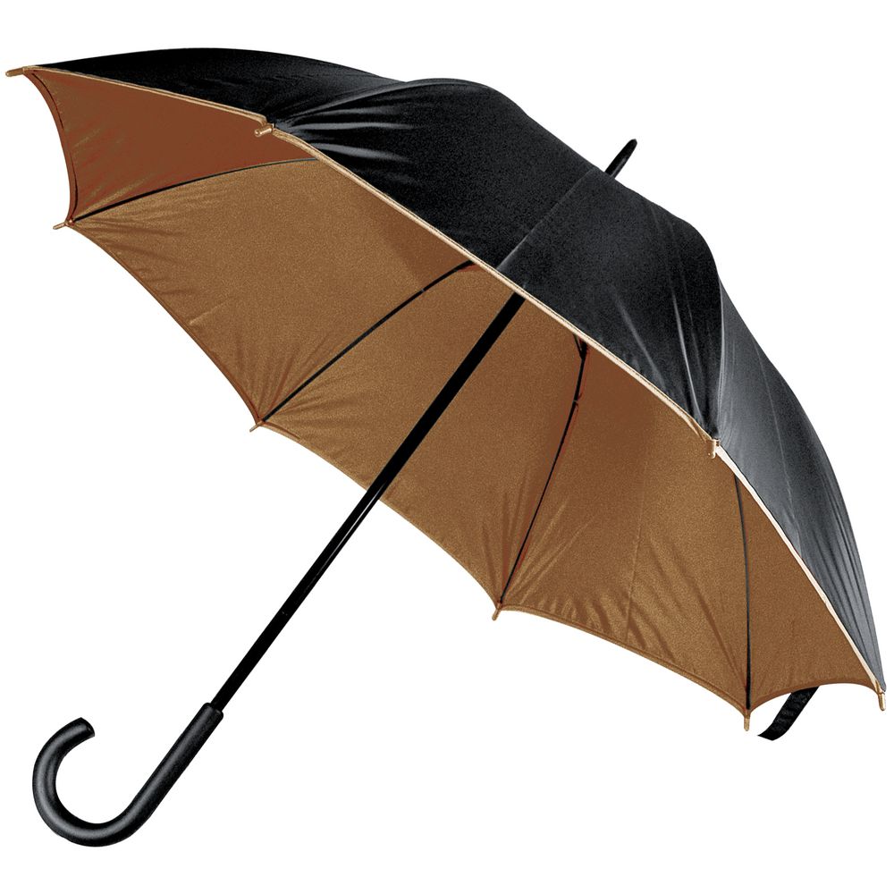 Зонт-трость Downtown, черный с коричневым заказать в Москве