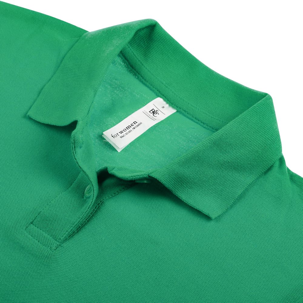 Рубашка поло женская ID.001 зеленая, размер XS с нанесением логотипа в Москве