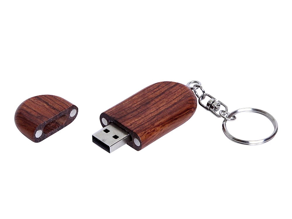 USB 2.0- флешка на 64 Гб овальной формы и колпачком с магнитом заказать под нанесение логотипа