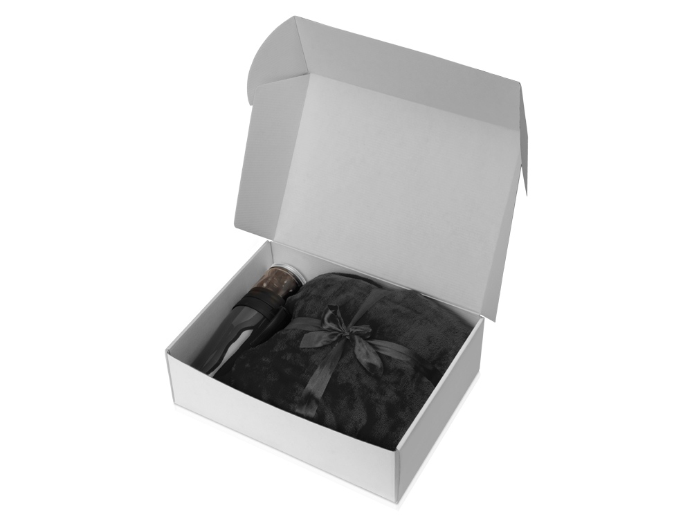 Подарочный набор «Tasty hygge» с пледом, термокружкой и миндалем в шоколадной глазури на заказ с логотипом компании