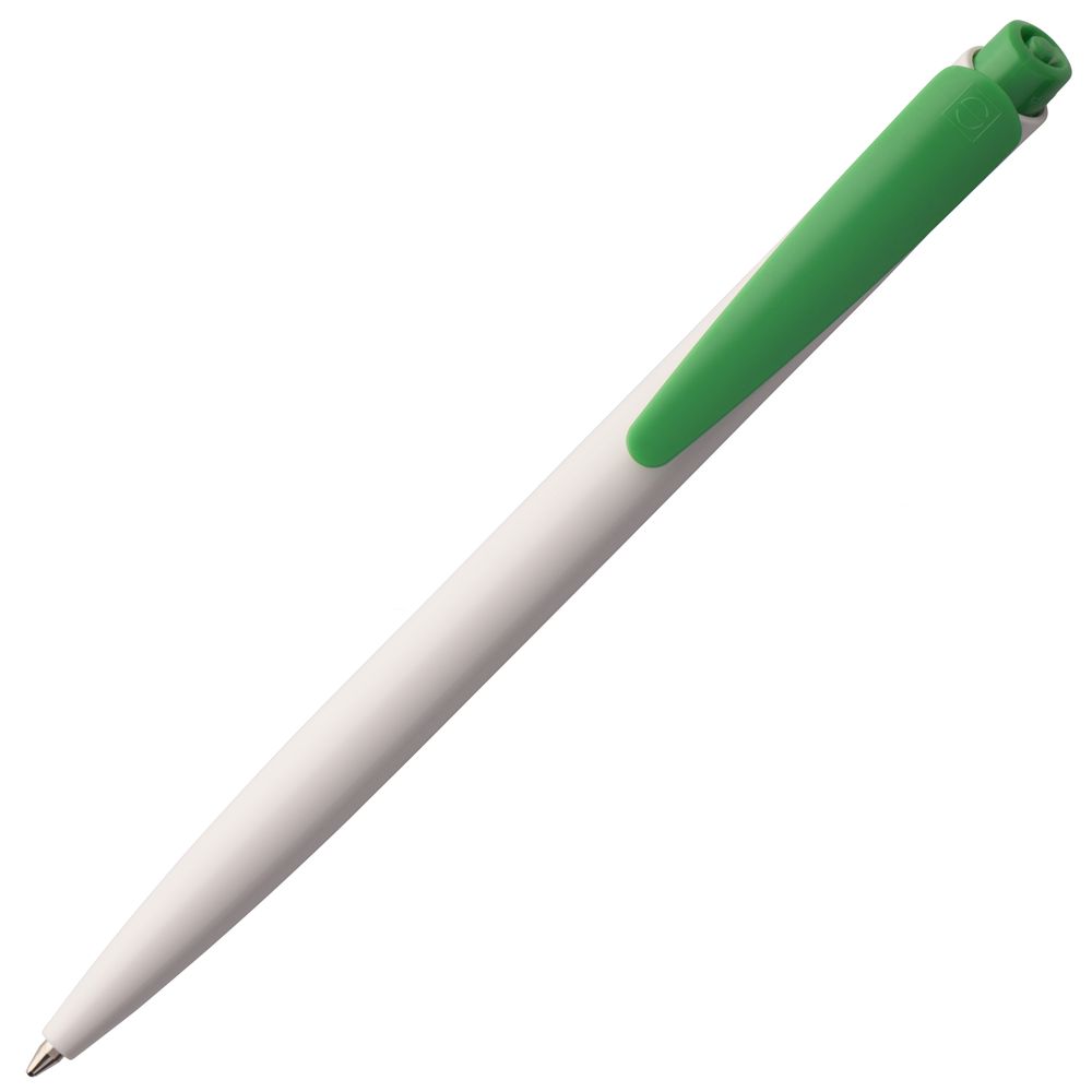 Ручка шариковая Senator Dart Polished, бело-зеленая с нанесением логотипа в Москве