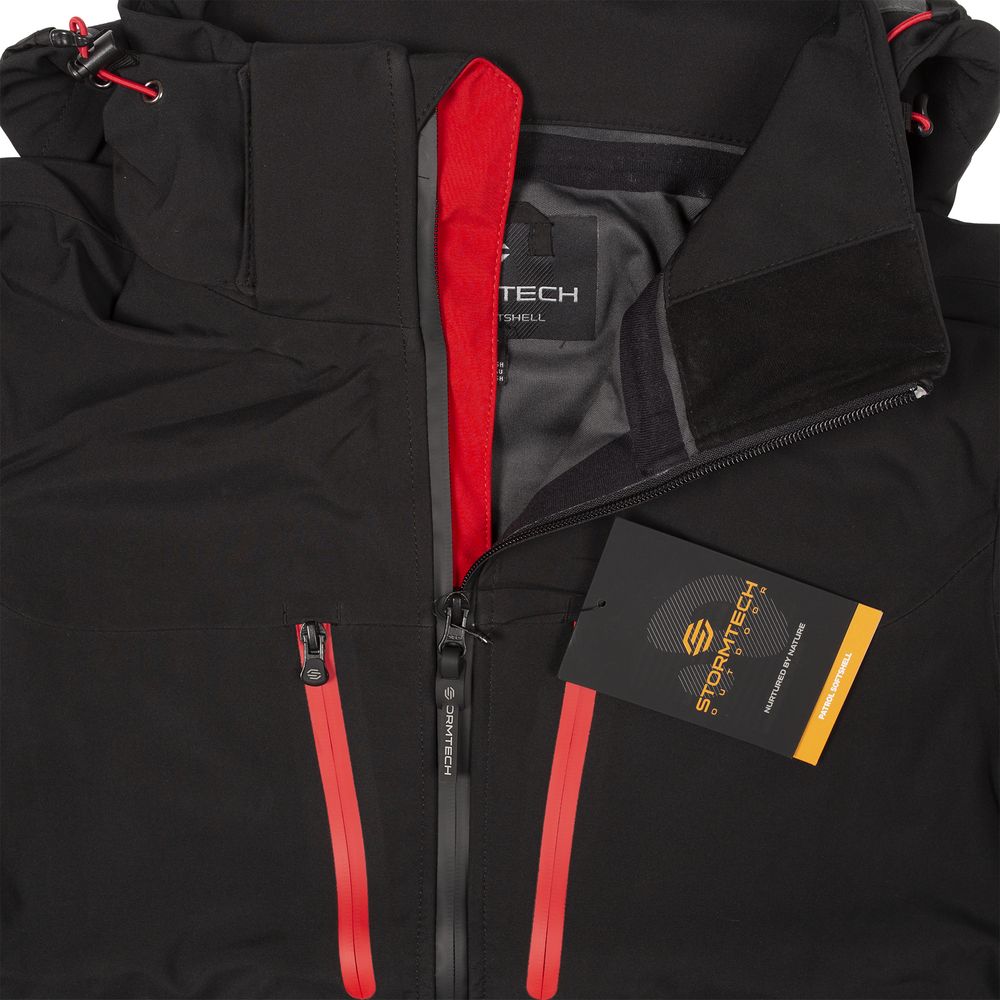 Куртка софтшелл мужская Patrol черная с красным, размер S оптом под нанесение
