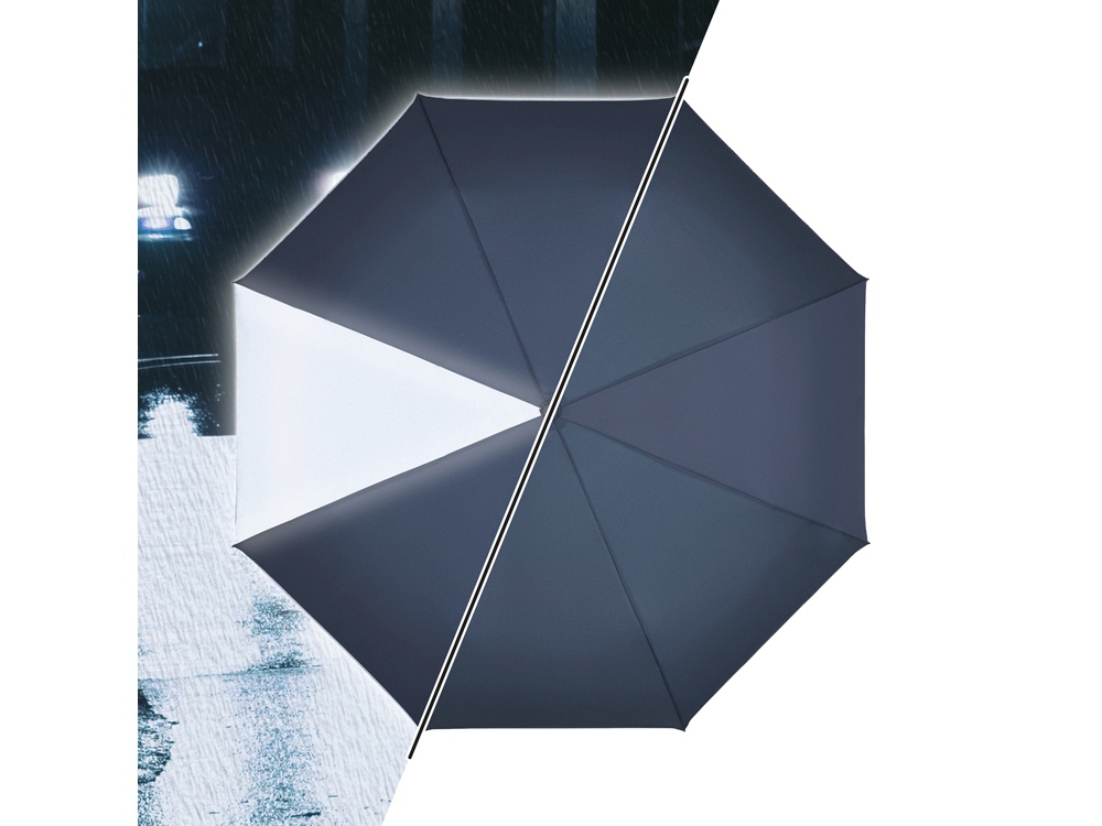 Зонт складной «ColorReflex» со светоотражающими клиньями, полуавтомат на заказ с логотипом компании