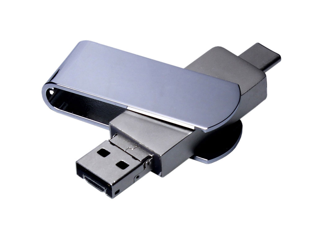 USB 3.0-флешка на 32 Гб 3-в-1 с разъемами Micro USB и USB-C оптом под нанесение