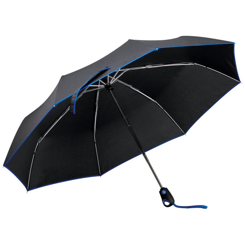 Складной зонт Drizzle, черный с синим заказать в Москве
