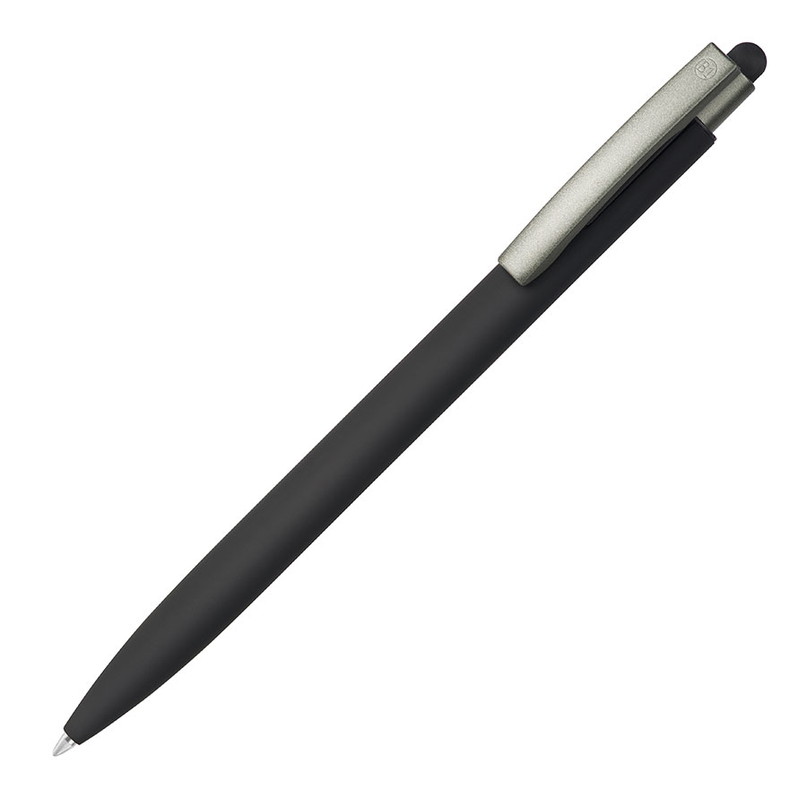 ELLE SOFT, ручка шариковая, черный, металл, синие чернила оптом под нанесение