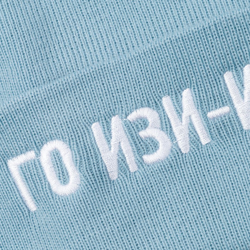 Шапка «Го изи-изи», голубая на заказ с логотипом компании