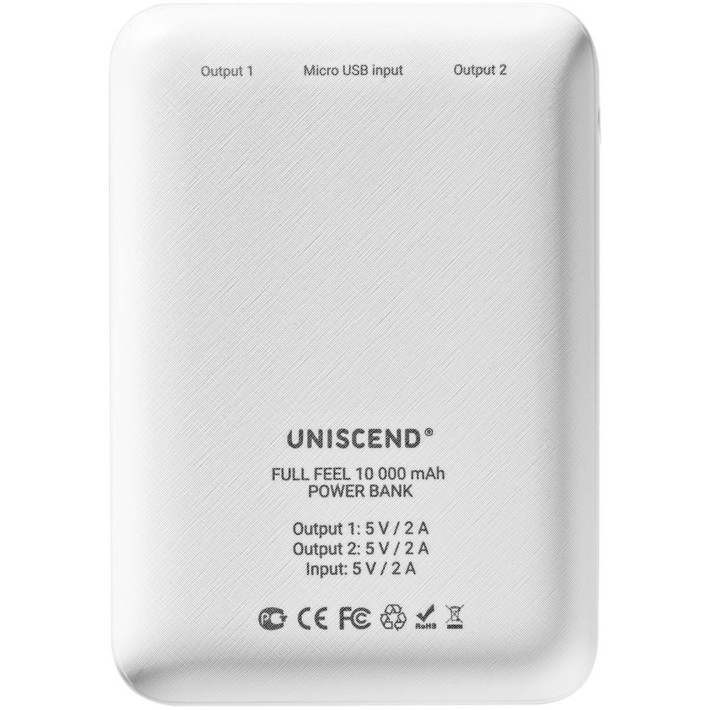 Внешний аккумулятор Uniscend Full Feel 10000 мАч, белый оптом под нанесение