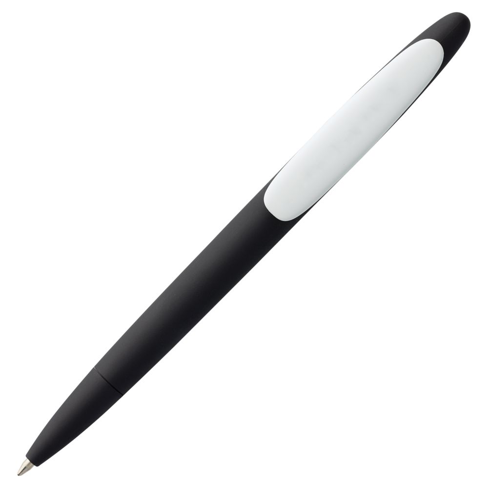 Ручка шариковая Prodir DS5 TRR-P Soft Touch, черная с белым с нанесением логотипа в Москве