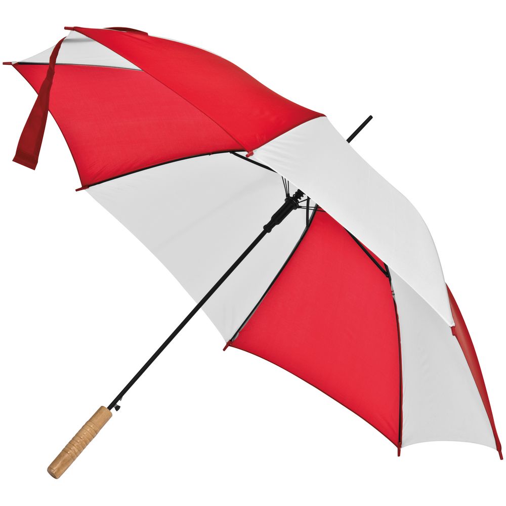 Зонт-трость Milkshake, белый с красным оптом под нанесение