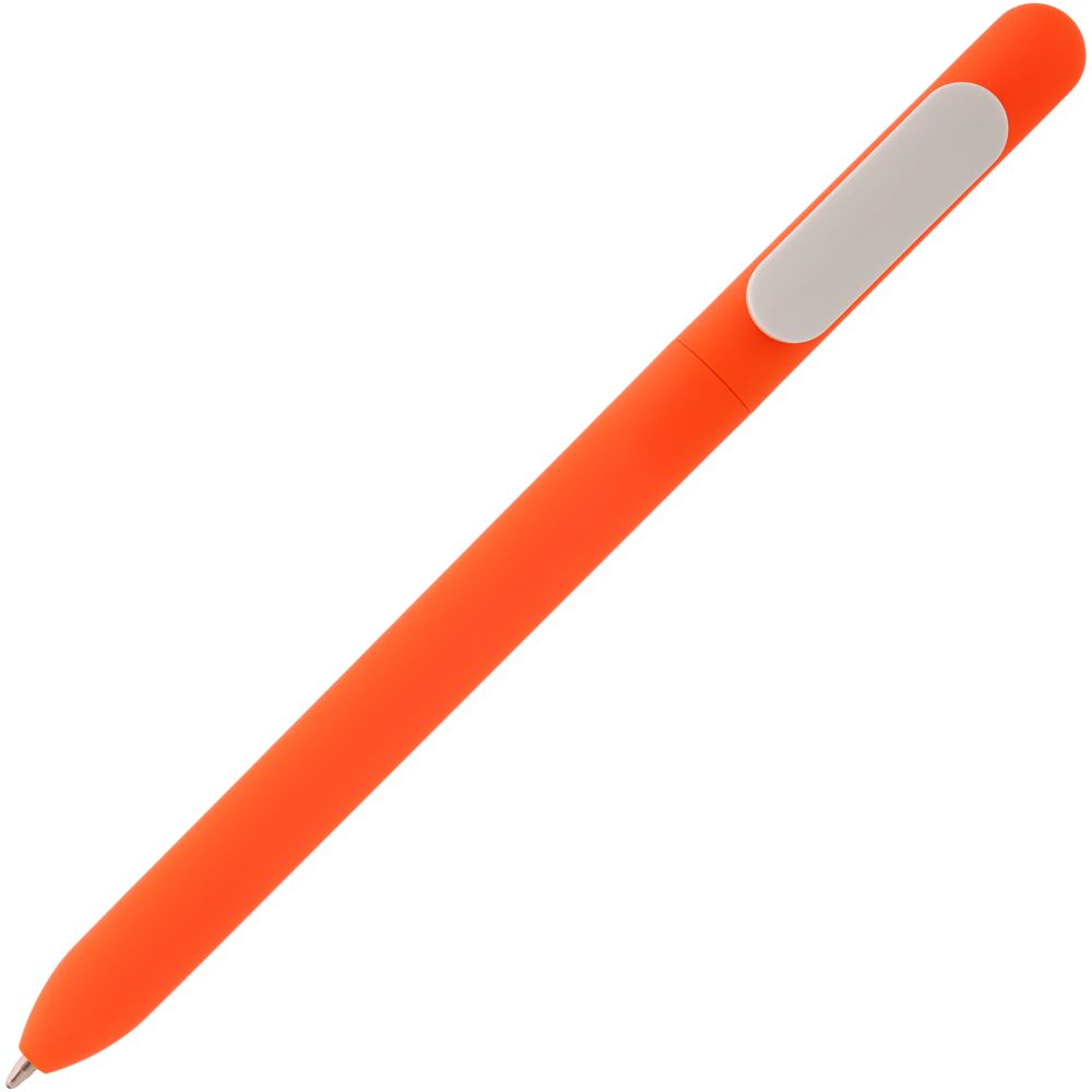Ручка шариковая Swiper Soft Touch, неоново-оранжевая с белым с нанесением логотипа в Москве