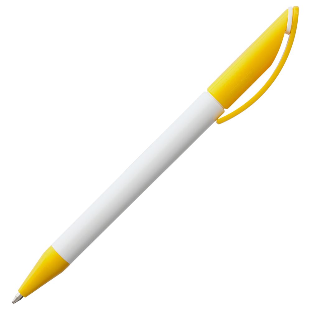 Ручка шариковая Prodir DS3 TPP Special, белая с желтым заказать под нанесение логотипа