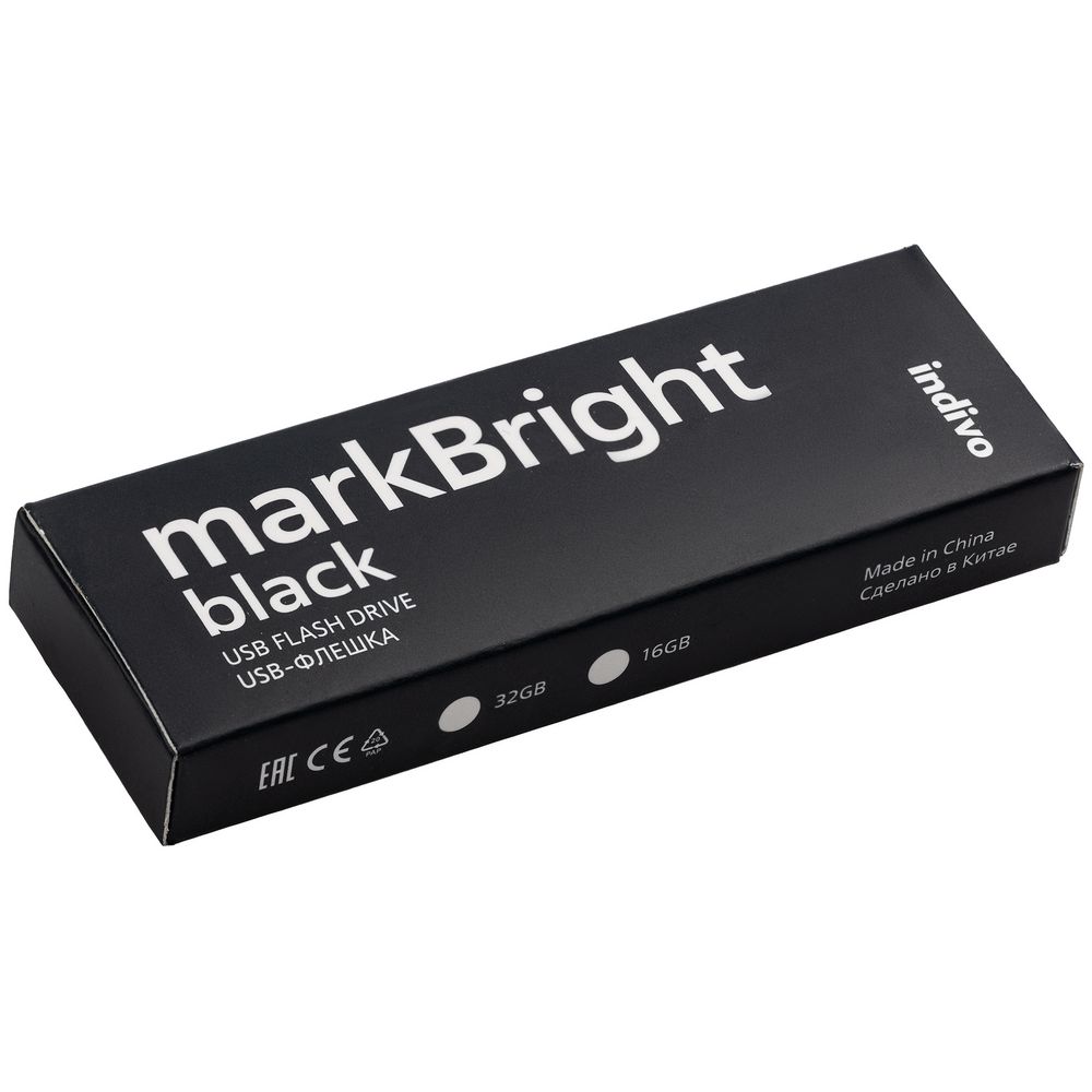 Флешка markBright Black с синей подсветкой, 32 Гб на заказ с логотипом компании