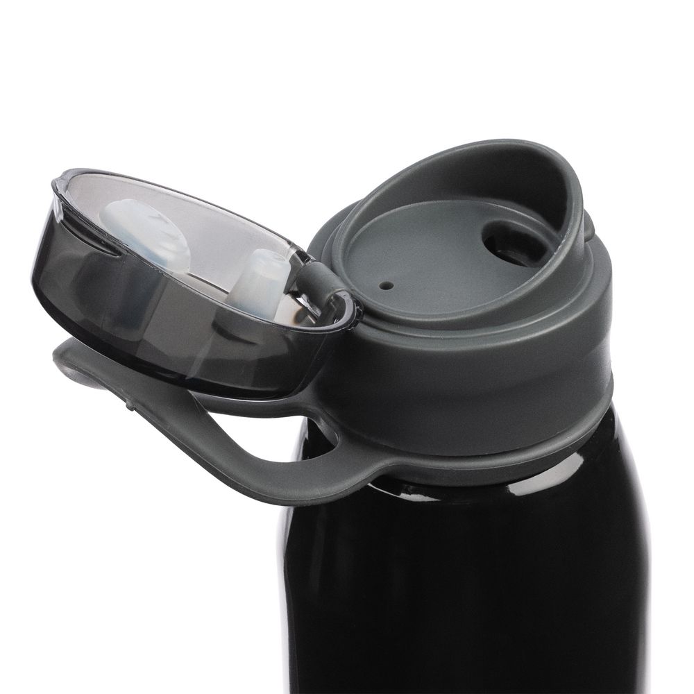 Спортивная бутылка для воды Korver, черная с нанесением логотипа в Москве