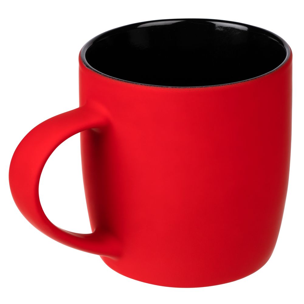 Кружка Surprise Touch Black c покрытием софт-тач, красная заказать под нанесение логотипа
