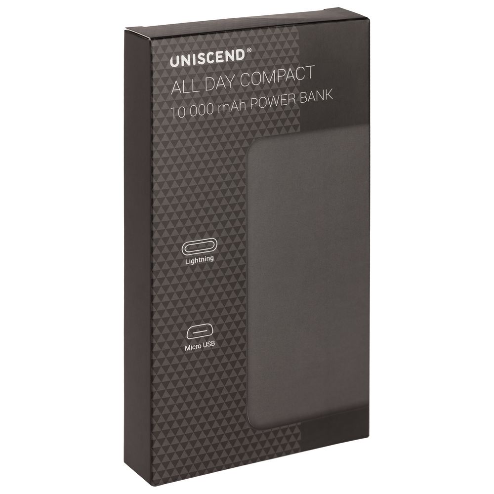 Внешний аккумулятор Uniscend All Day Compact 10000 мАч, синий на заказ с логотипом компании