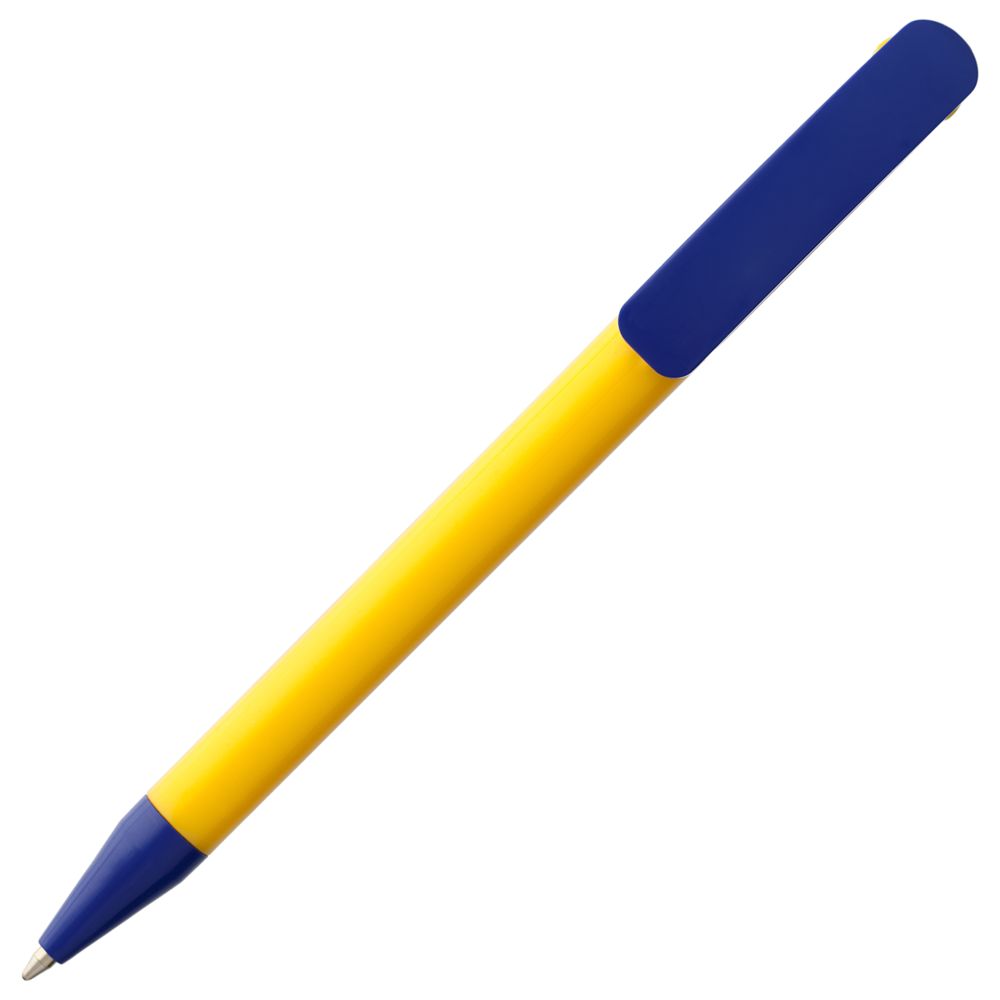 Ручка шариковая Prodir DS3 TPP Special, желтая с синим на заказ с логотипом компании