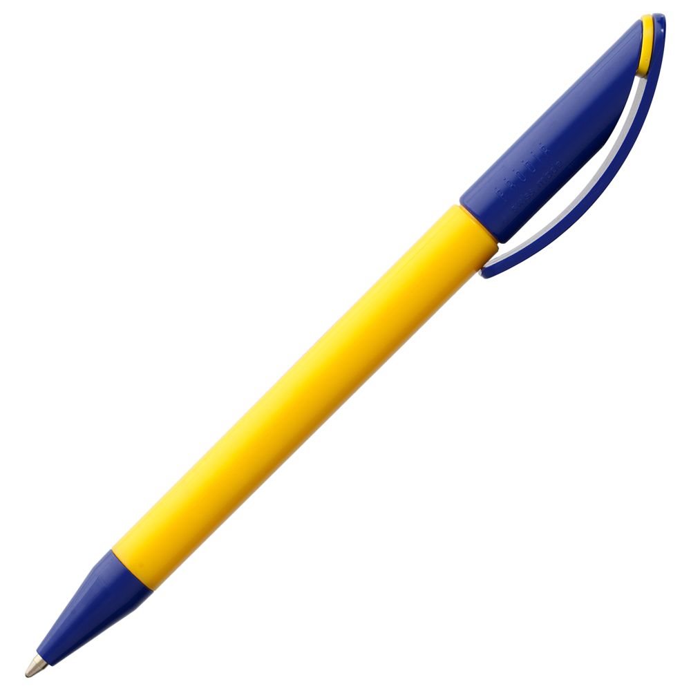 Ручка шариковая Prodir DS3 TPP Special, желтая с синим заказать под нанесение логотипа