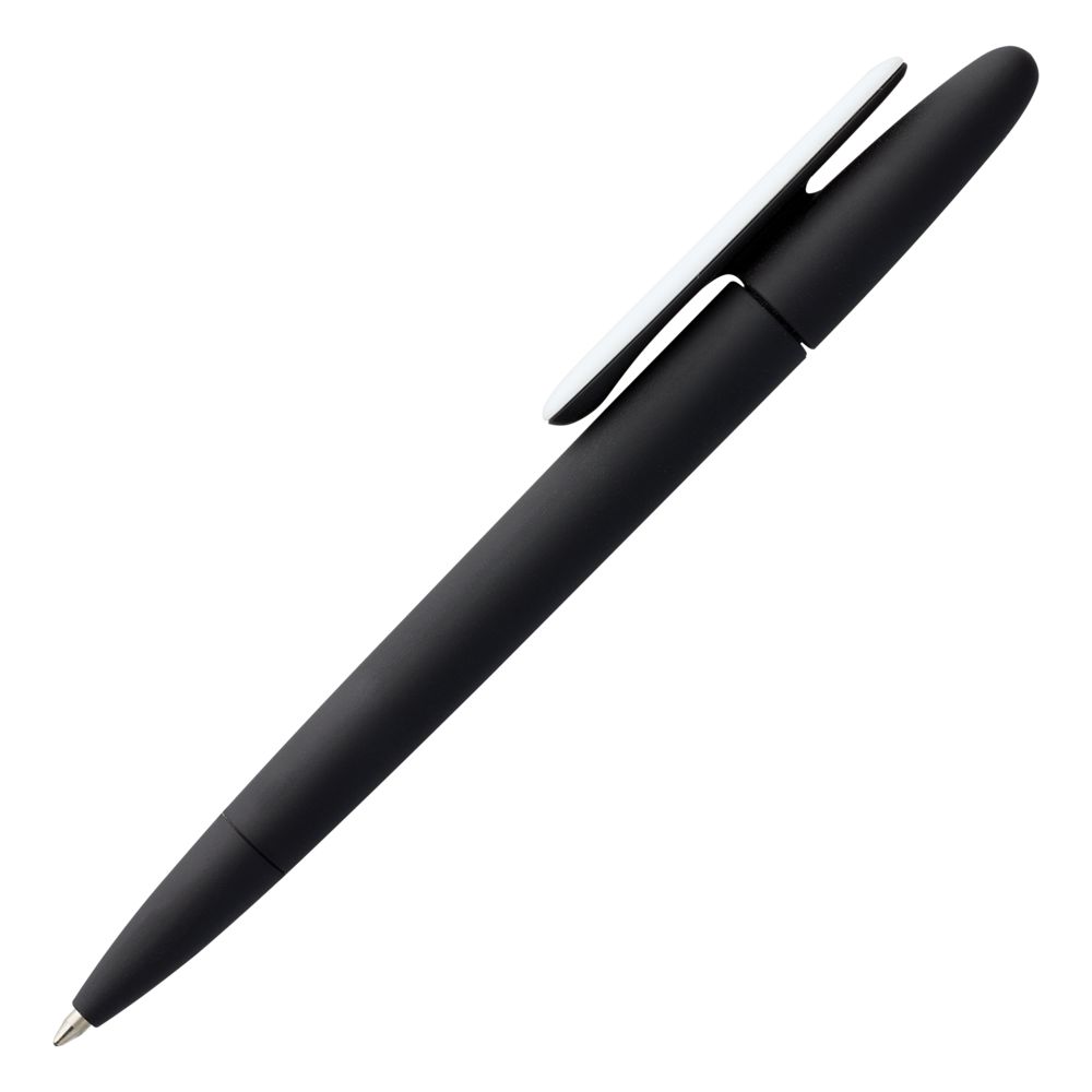 Ручка шариковая Prodir DS5 TRR-P Soft Touch, черная с белым на заказ с логотипом компании