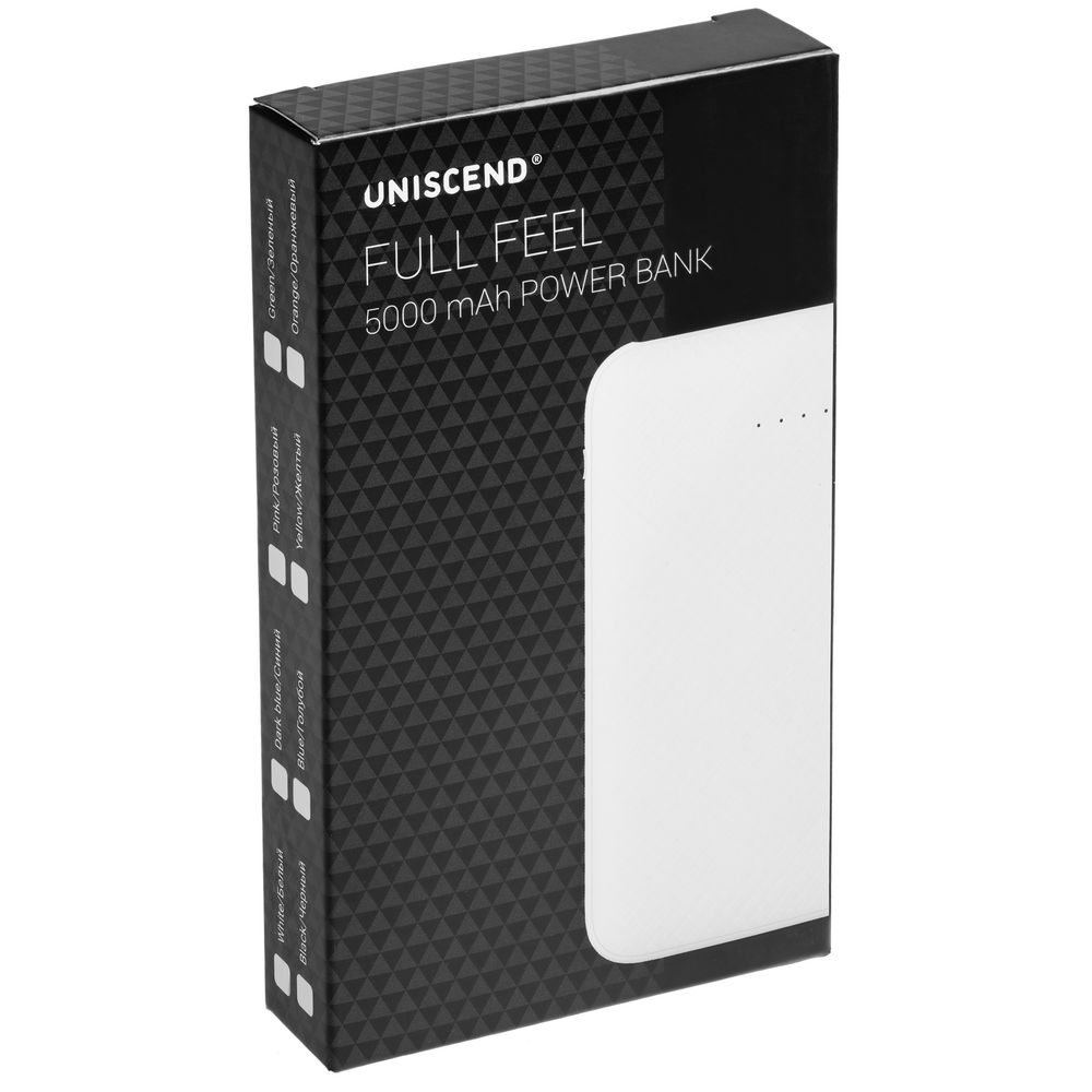 Внешний аккумулятор Uniscend Full Feel 5000 мАч, белый заказать под нанесение логотипа
