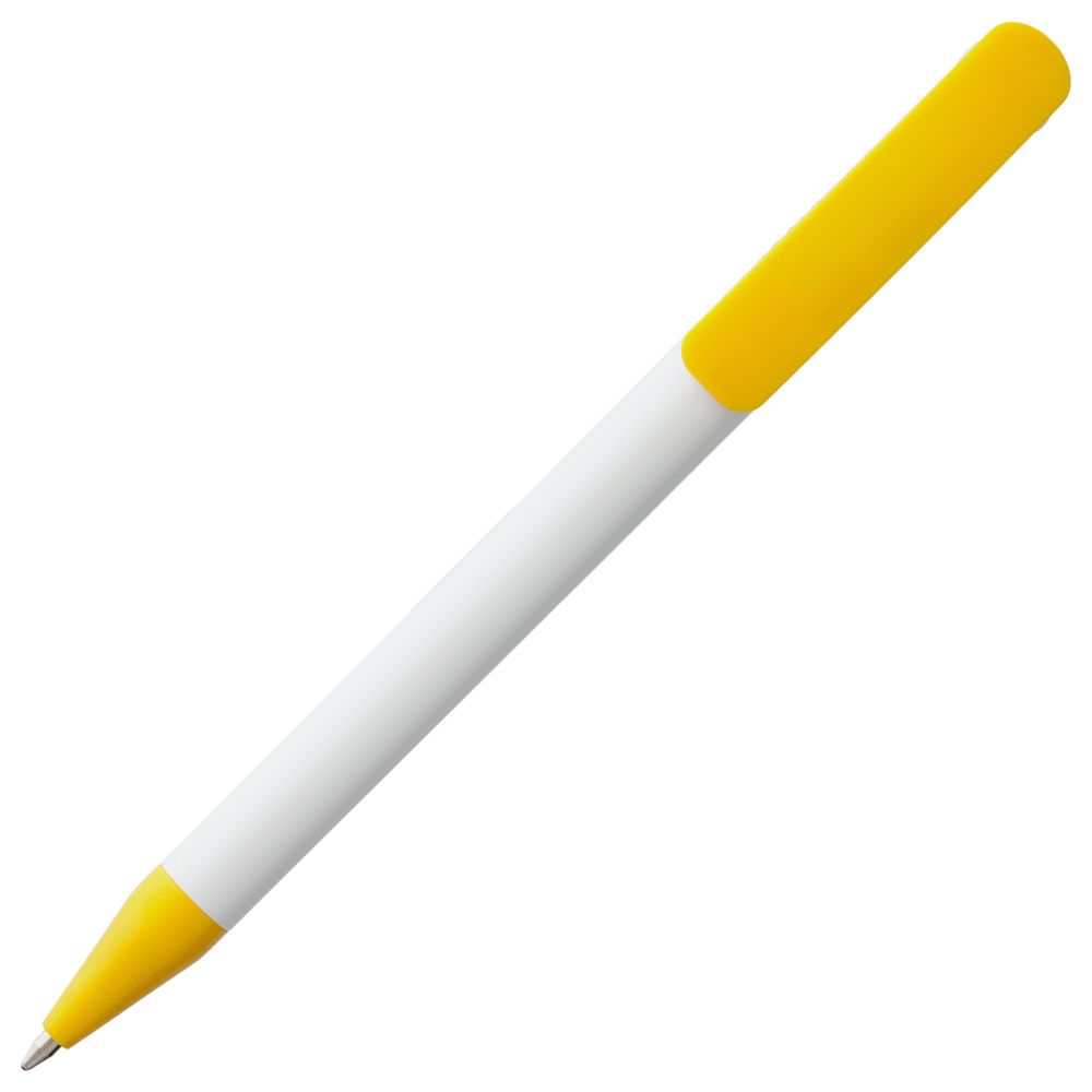 Ручка шариковая Prodir DS3 TPP Special, белая с желтым с нанесением логотипа в Москве