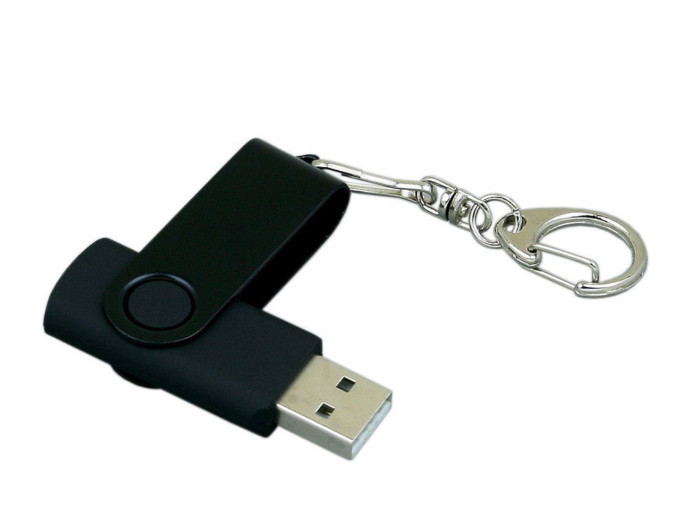 USB 2.0- флешка промо на 64 Гб с поворотным механизмом и однотонным металлическим клипом на заказ с логотипом компании