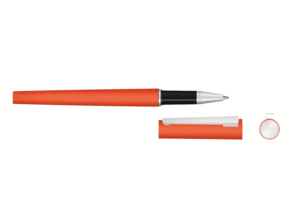 Ручка металлическая роллер «Brush R GUM» soft-touch с зеркальной гравировкой заказать под нанесение логотипа