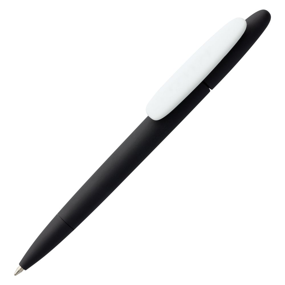 Ручка шариковая Prodir DS5 TRR-P Soft Touch, черная с белым оптом под нанесение