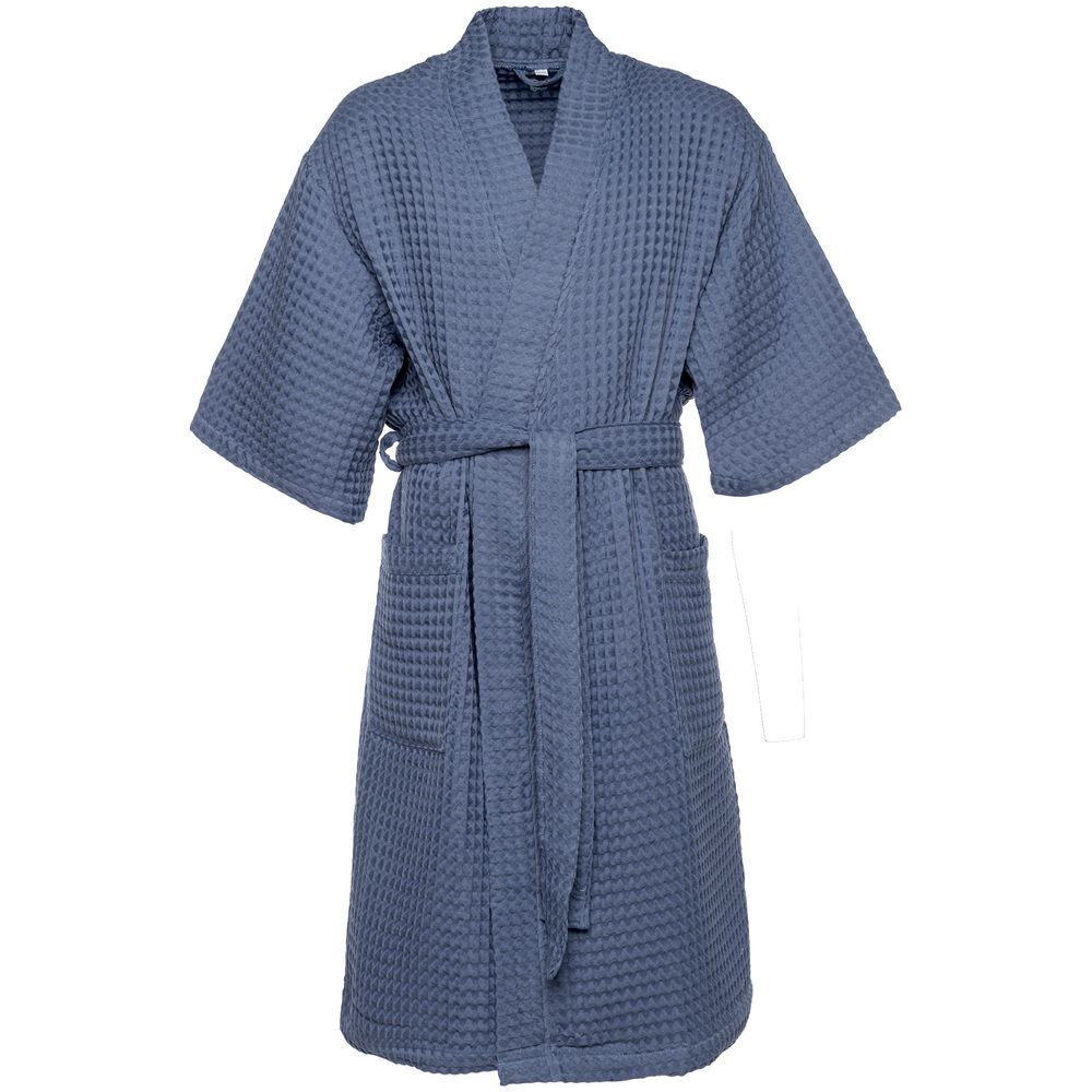 Халат вафельный мужской Boho Kimono, синий, размер XL (52-54) оптом под нанесение