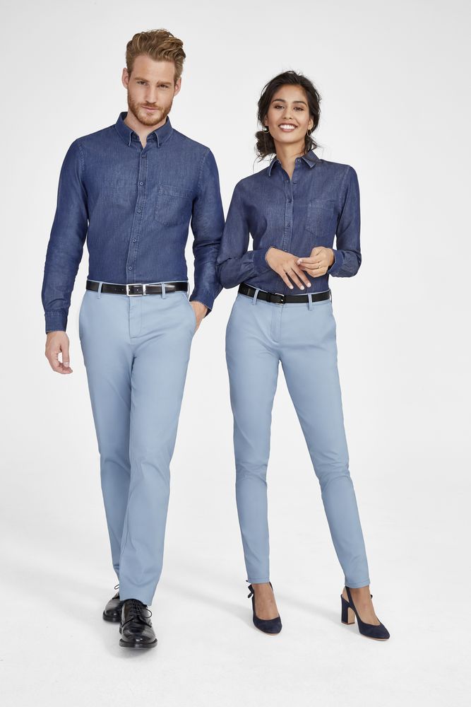 Рубашка мужская Barry Men синяя (деним), размер S на заказ с логотипом компании