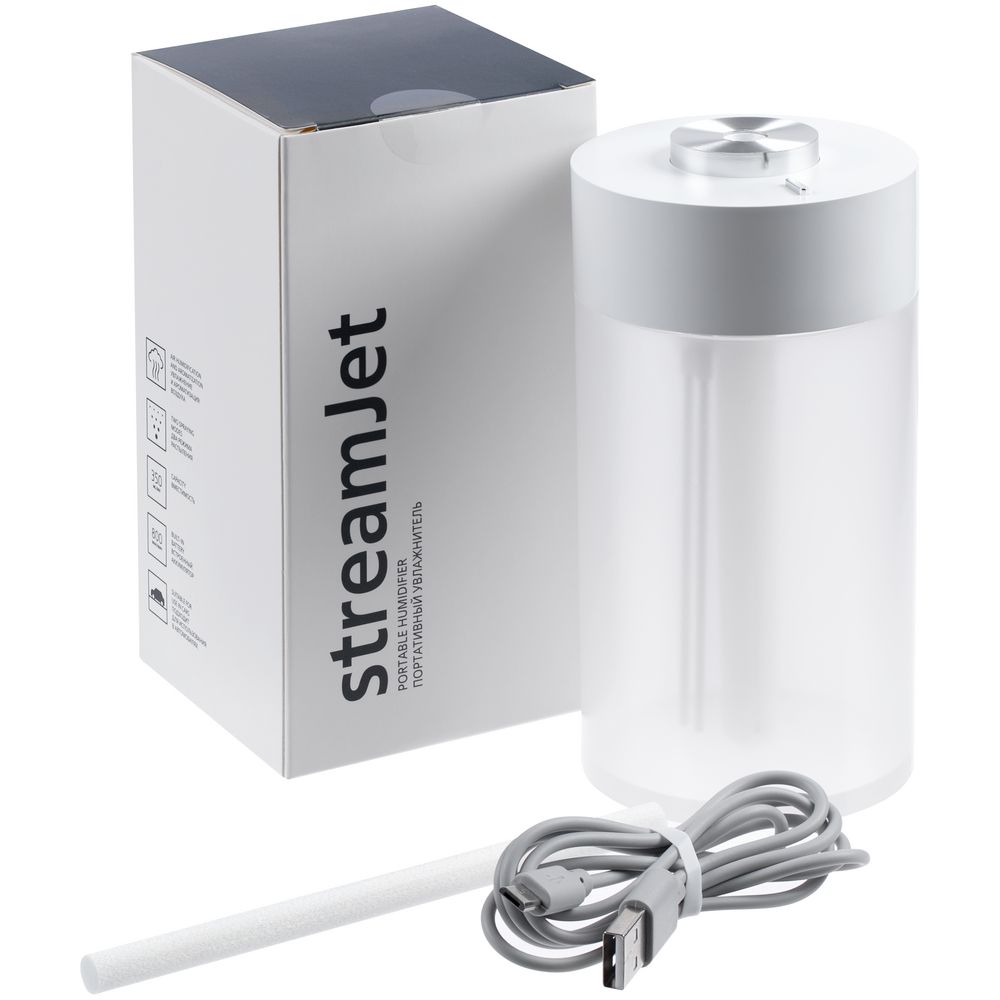 Увлажнитель-ароматизатор streamJet, белый на заказ с логотипом компании