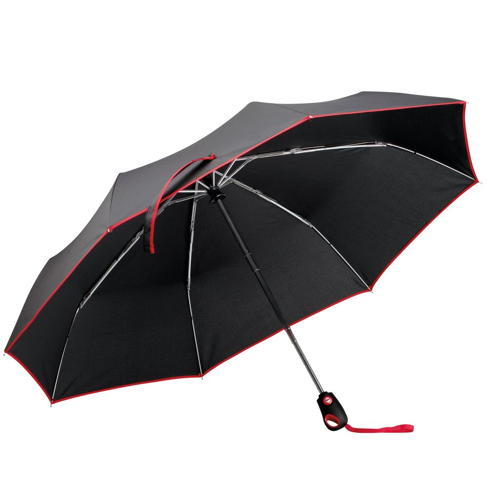 Складной зонт Drizzle, черный с красным оптом под нанесение