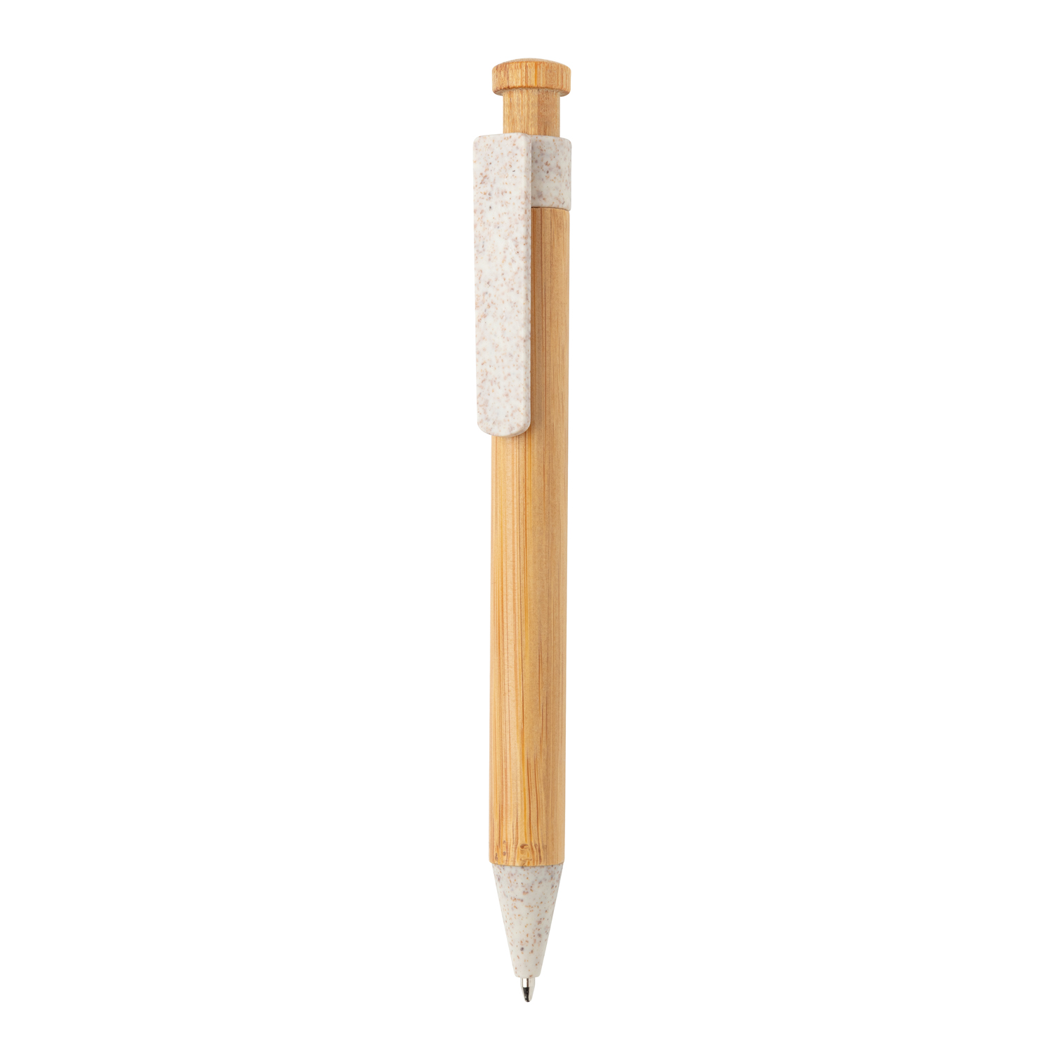 Бамбуковая ручка с клипом из пшеничной соломы оптом под нанесение