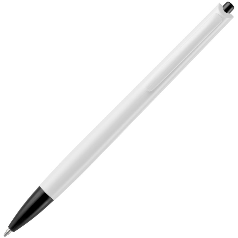 Ручка шариковая Tick, белая с черным с нанесением логотипа в Москве