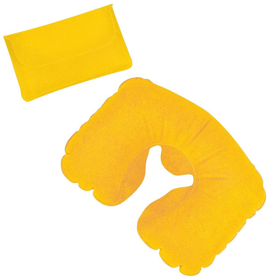 Подушка ROAD  надувная дорожная в футляре; желтый; 43,5х27,5 см; твил; шелкография заказать в Москве