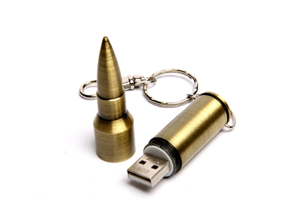 USB 2.0- флешка на 64 Гб в виде патрона от АК-47 заказать под нанесение логотипа
