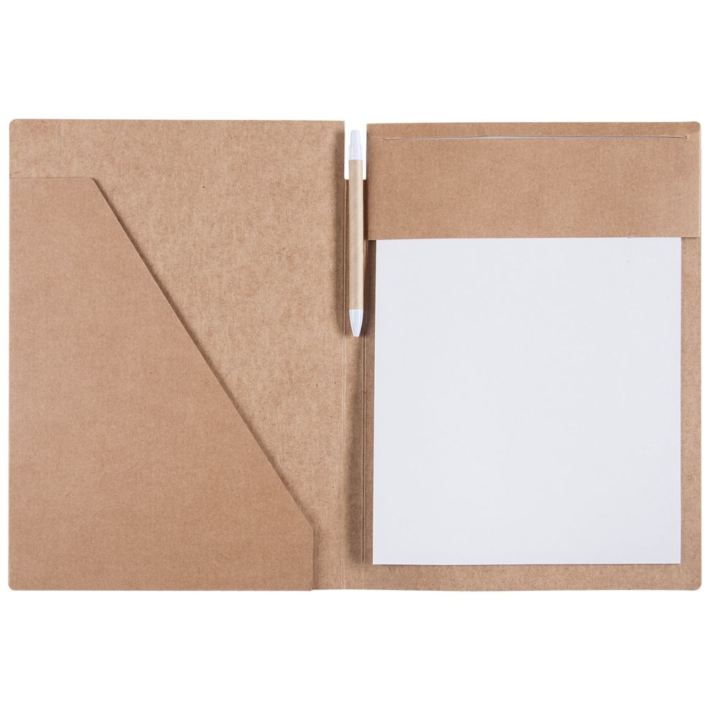 Папка Fact-Folder формата А4 c блокнотом, крафт оптом под нанесение
