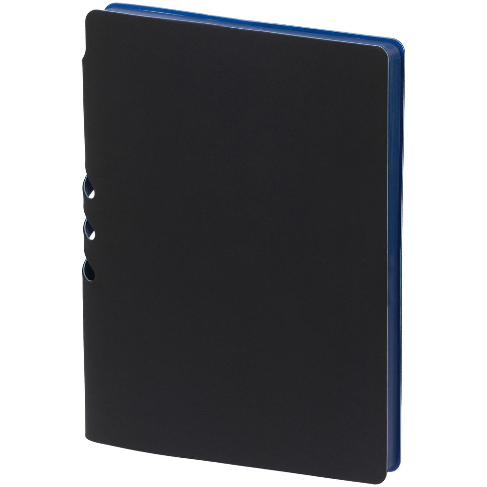 Ежедневник Flexpen Black, недатированный, черный с синим на заказ с логотипом компании