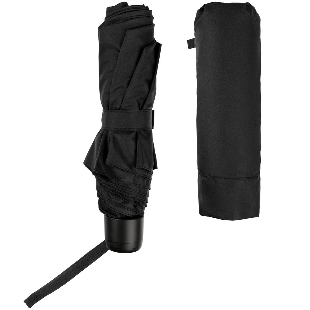 Зонт складной Hit Mini, черный на заказ с логотипом компании