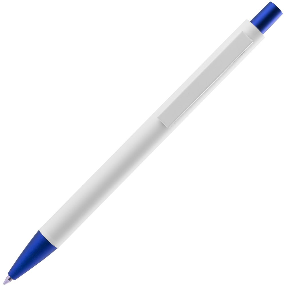 Ручка шариковая Chromatic White, белая с синим заказать под нанесение логотипа