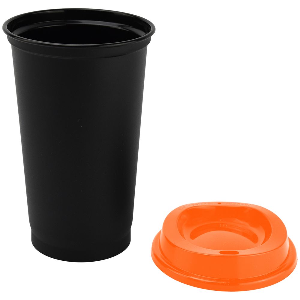 Стакан с крышкой Color Cap Black, черный с оранжевым заказать под нанесение логотипа