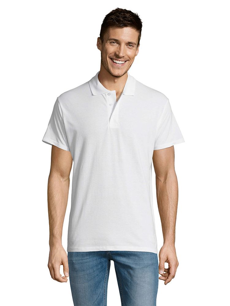 Рубашка поло мужская Summer 170 белая, размер XS на заказ с логотипом компании