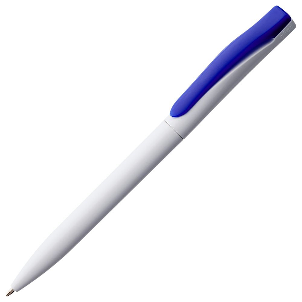 Ручка шариковая Pin, белая с синим оптом под нанесение