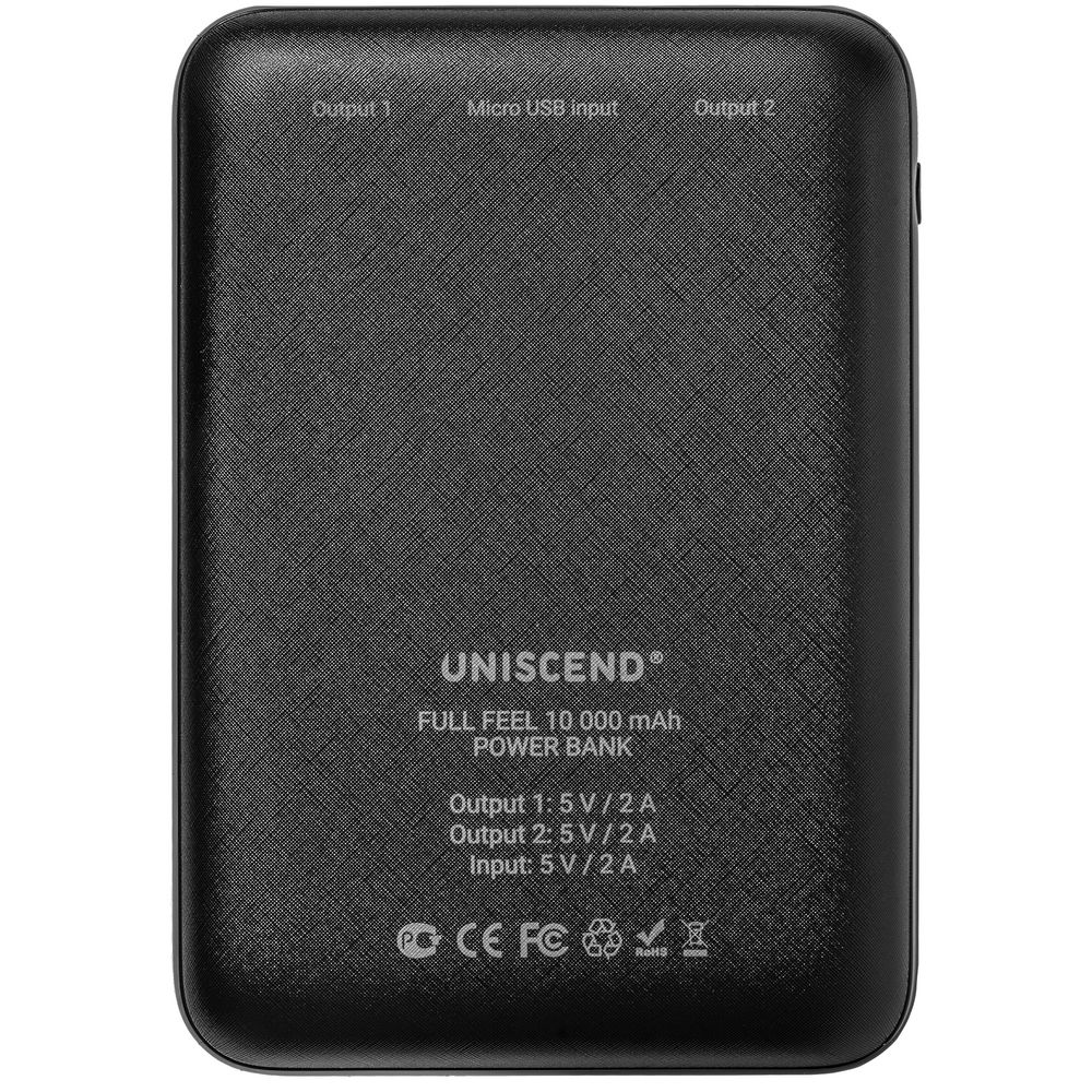Внешний аккумулятор Uniscend Full Feel 10000 мАч, черный оптом под нанесение