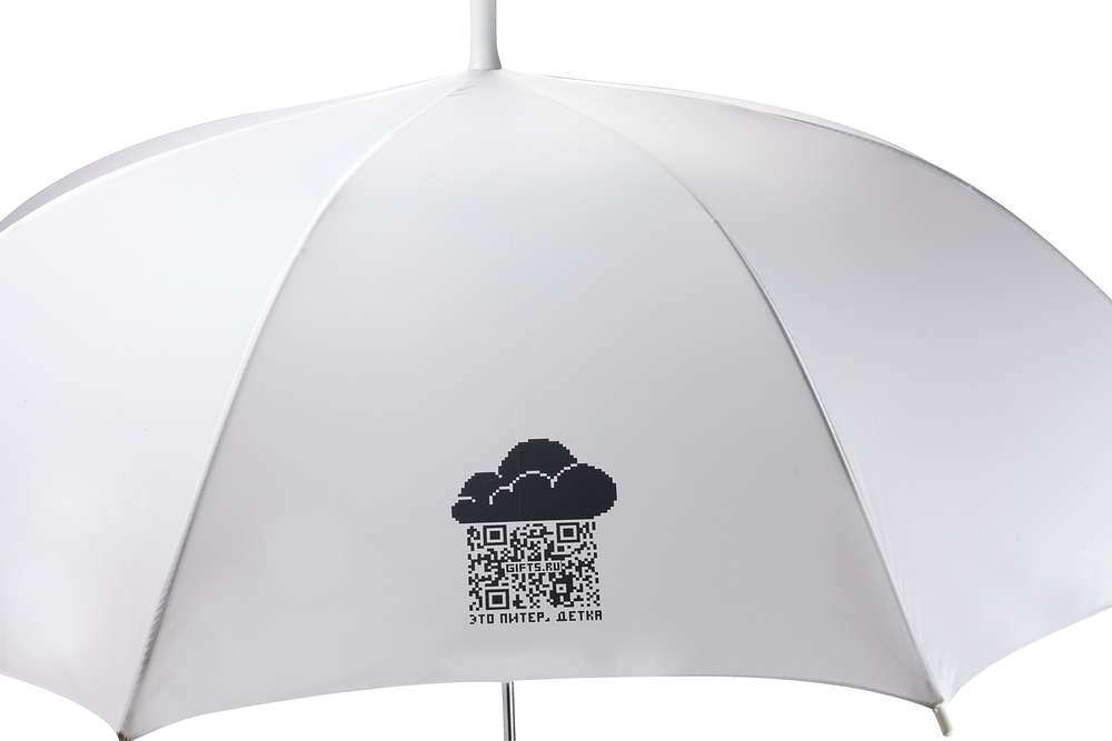 Зонт-трость Promo, белый на заказ с логотипом компании