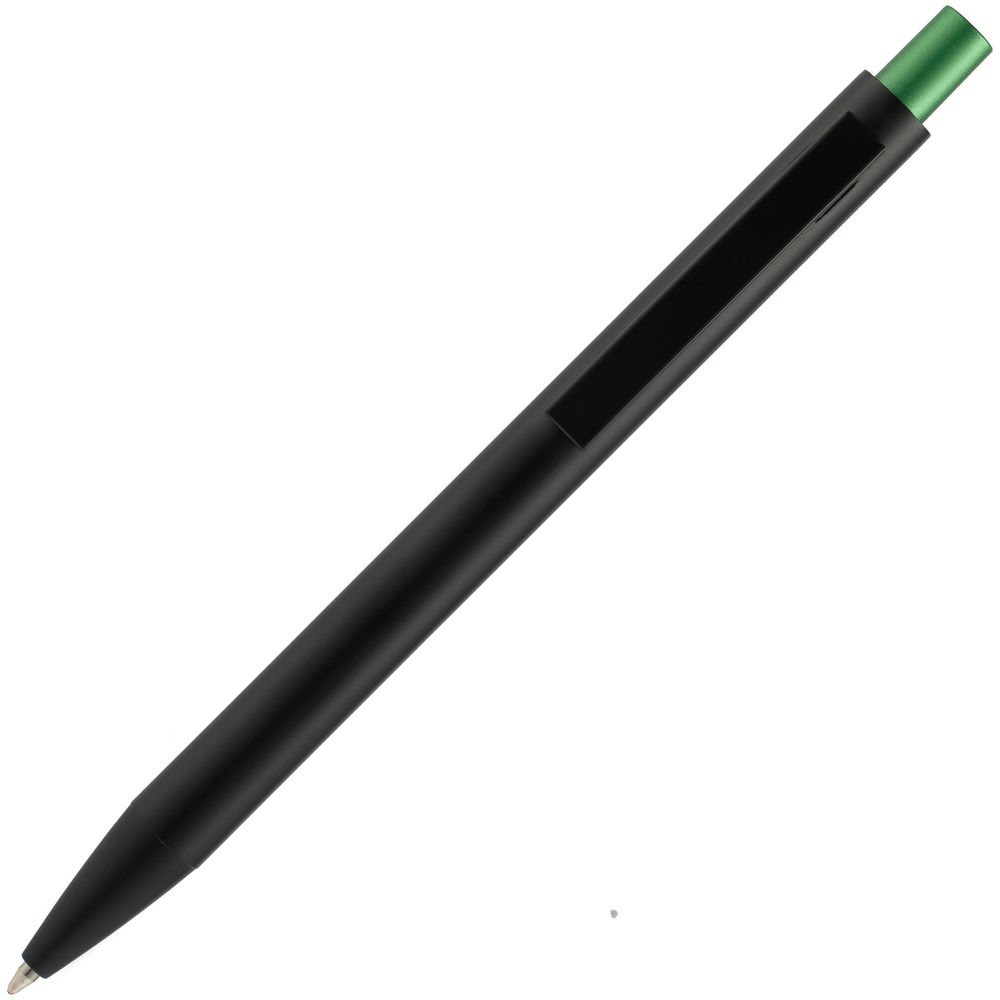 Ручка шариковая Chromatic, черная с зеленым заказать под нанесение логотипа