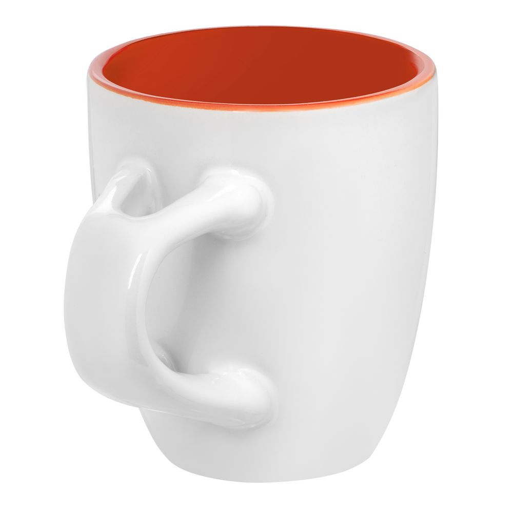 Кофейная кружка Pairy с ложкой, оранжевая с красной на заказ с логотипом компании
