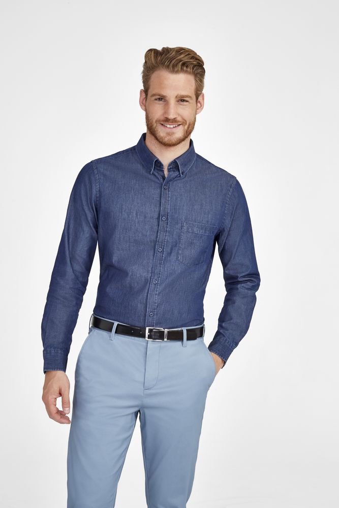 Рубашка мужская Barry Men синяя (деним), размер S оптом под нанесение